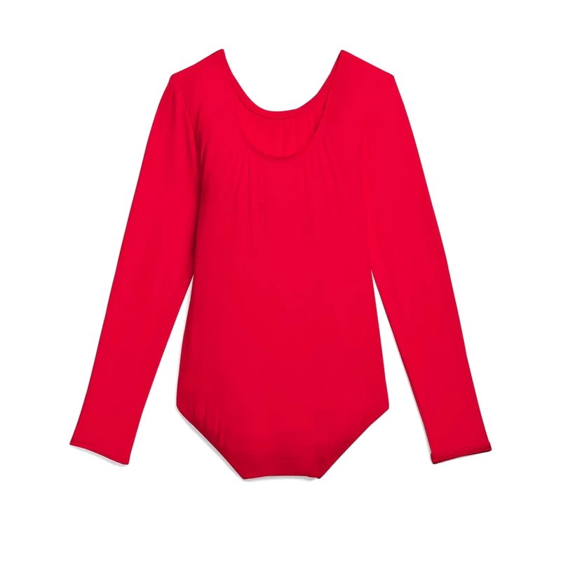 6953H Body balet cu maneca lunga rosu