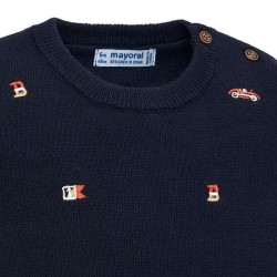 Pulover baieti brodat MAYORAL 2319M guler