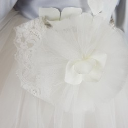 Compleu botez fete 2 piese 1962B aplicații de flori artificiale