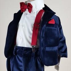 Compleu botez baieti 6 piese 2042B bretele