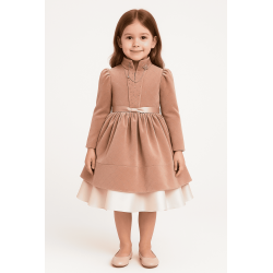 Rochie eleganta catifea pudra