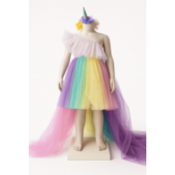 Rochie cu trena multicolor